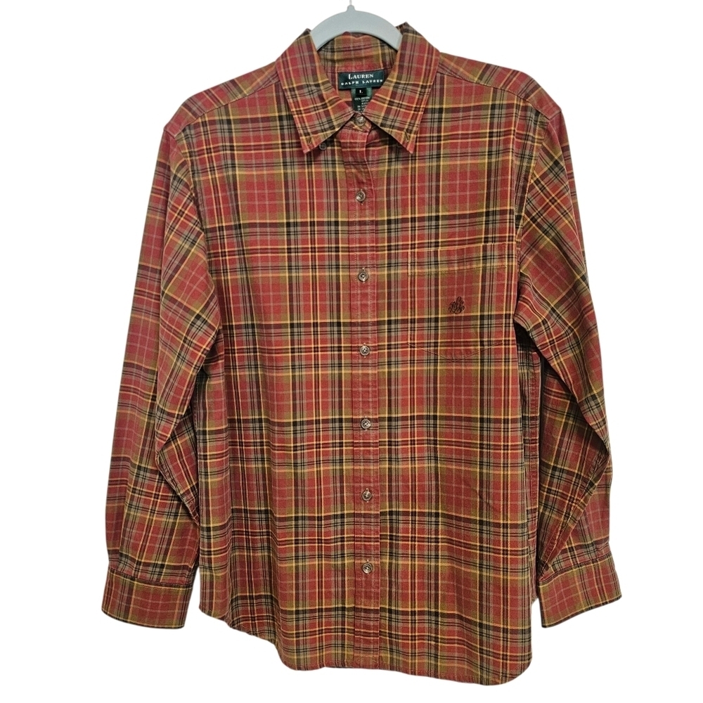Lauren Ralph Lauren Vintage Cotton Plaid Button Down Top